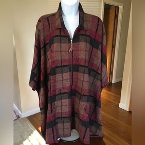 Stan Herman Luxe sweater knit half zip plaid pop over.